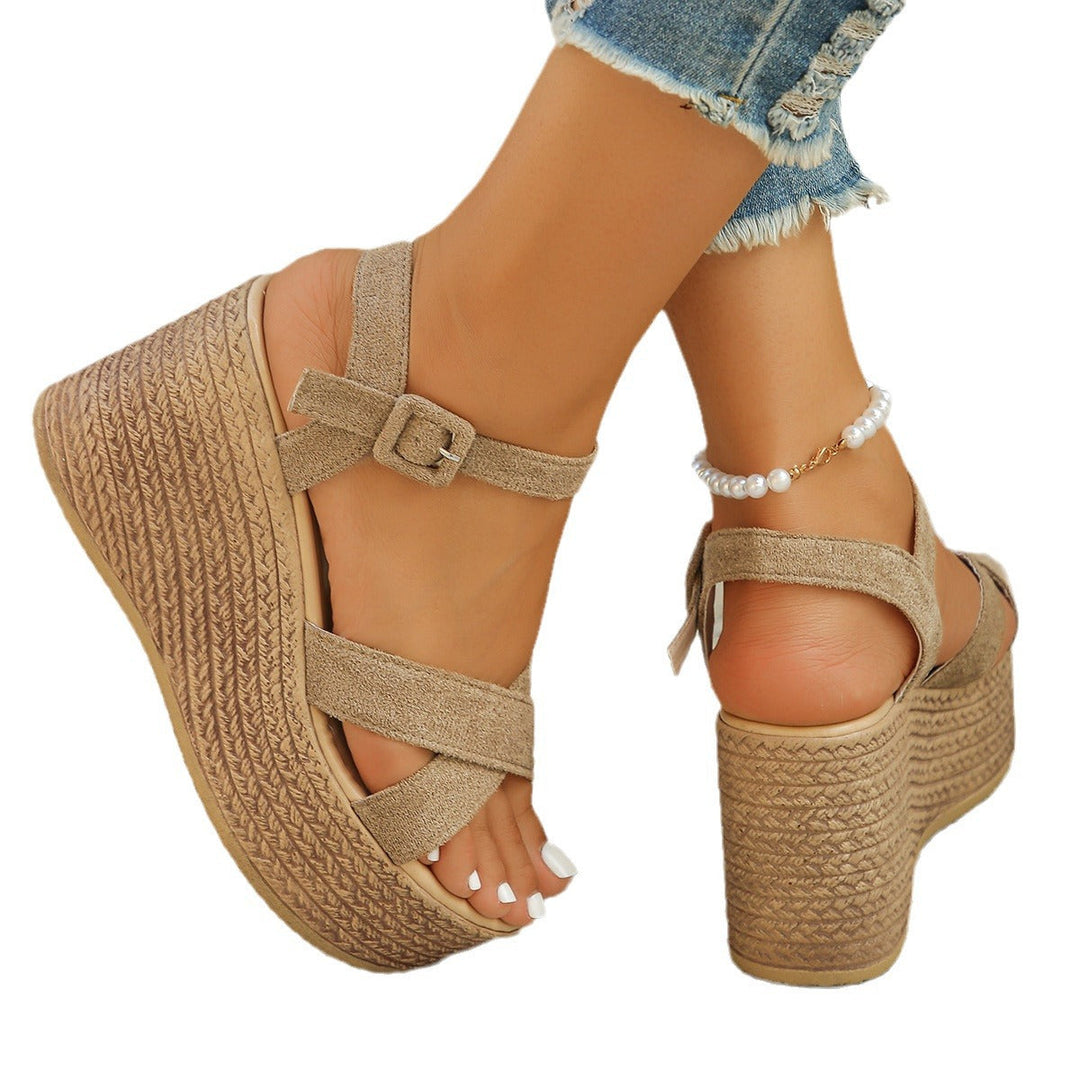 Damen elegante Plateau-Sandalen mit verstellbarem Riemen und komfortablem Fußbett