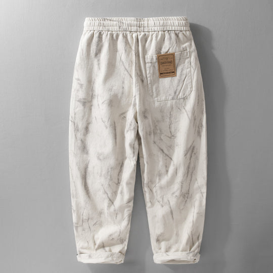 Herren Weite Baggy-Cargohose mit Marmor-Print und Kordelzug Nord Taschen