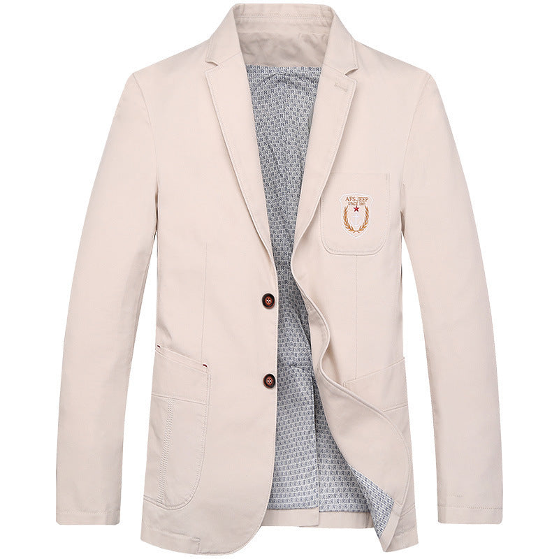 Herren Baumwoll-Blazer im Casual-Worker-Stil mit Brusttasche und Emblem Nord Taschen