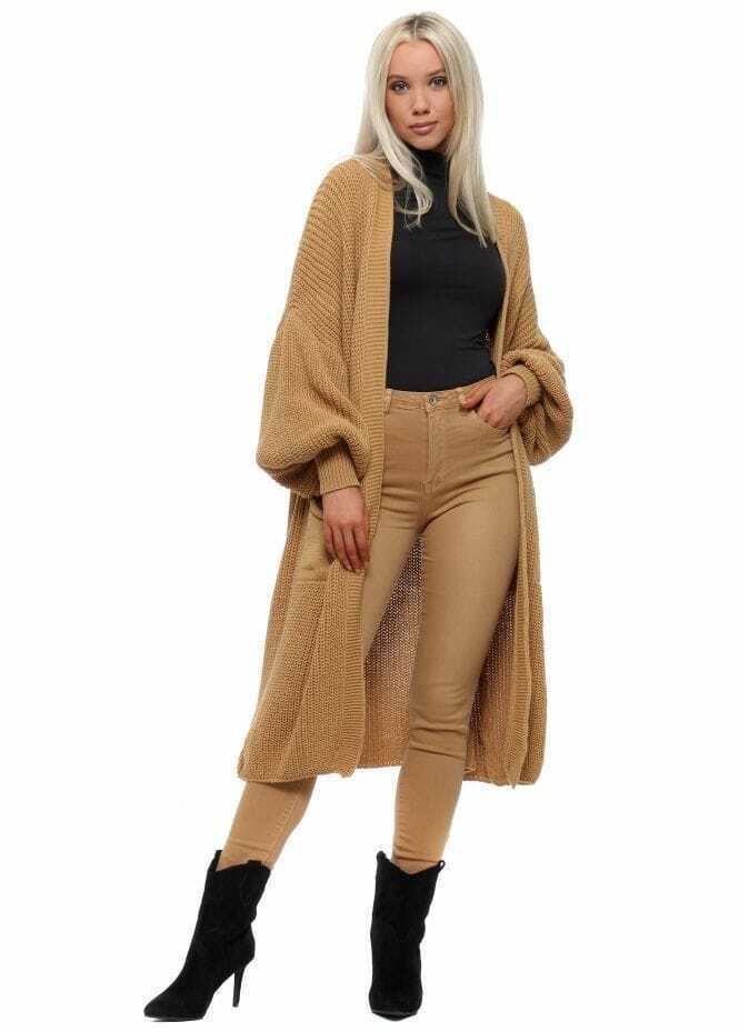 Damen Langer Strickmantel mit großzügigen Taschen