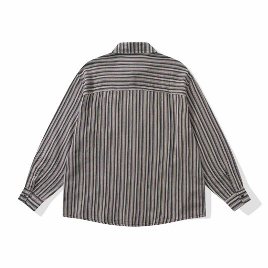 Herren Lockeres Overshirt-Hemd mit gestreifter Webstruktur, Brusttasche und legerem Schnitt Nord Taschen