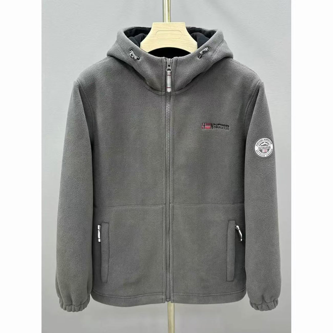 Herren Warme Fleece-Kapuzenjacke mit Sherpa-Futter, Windschutz & Reißverschlusstaschen Nord Taschen