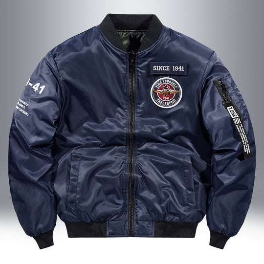 Herren Piloten-Bomberjacke mit Patch-Details, Nylon‑Shell und Ärmeltasche Nord Taschen