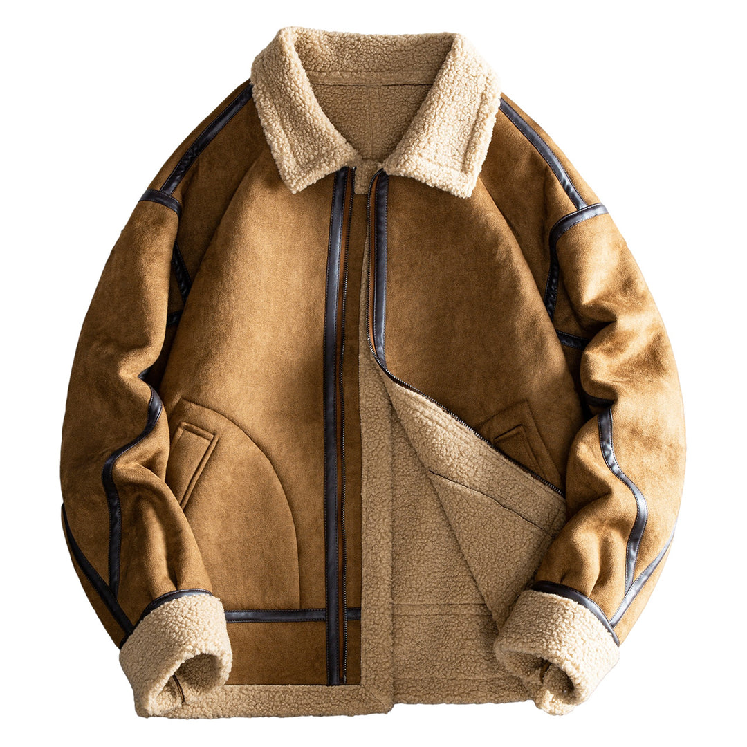 Men's  shearling-style lined suede-effect bomber jacket with leather-effect seam trim Nord Taschen