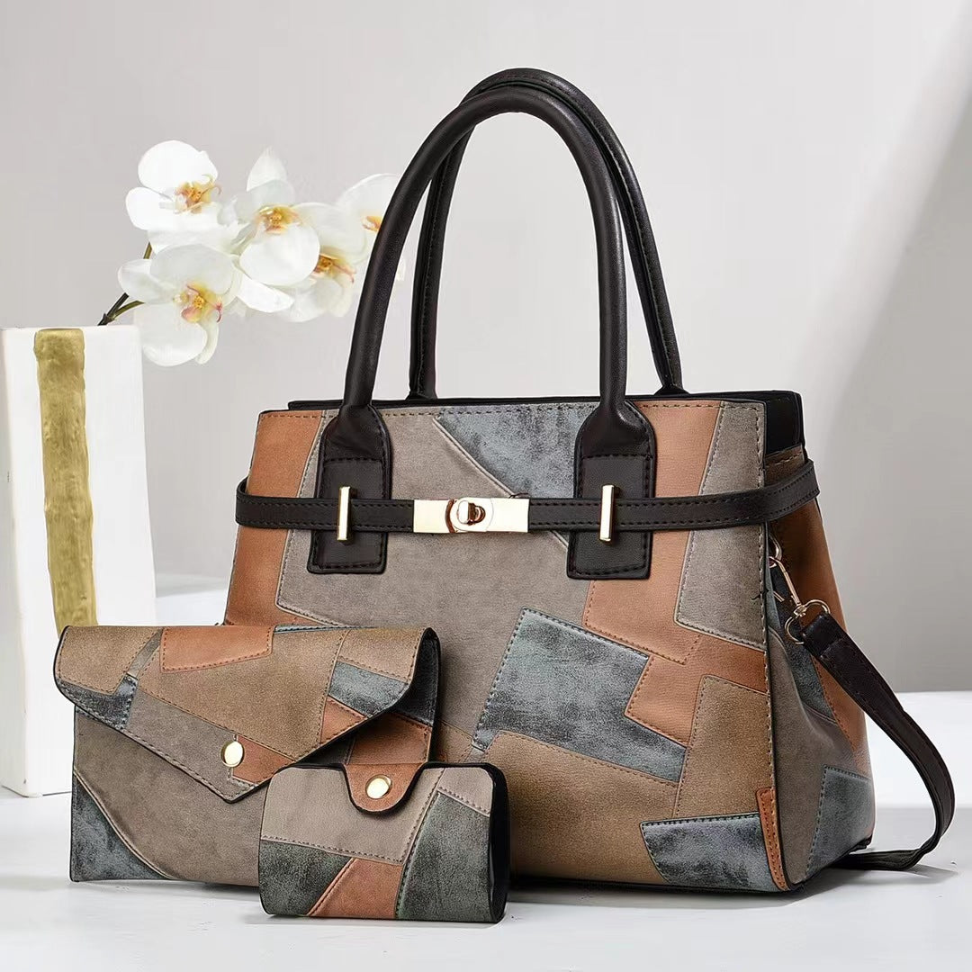 Damen elegante Handtasche mit geometrischem Design und abnehmbaren Fächern Nord Taschen