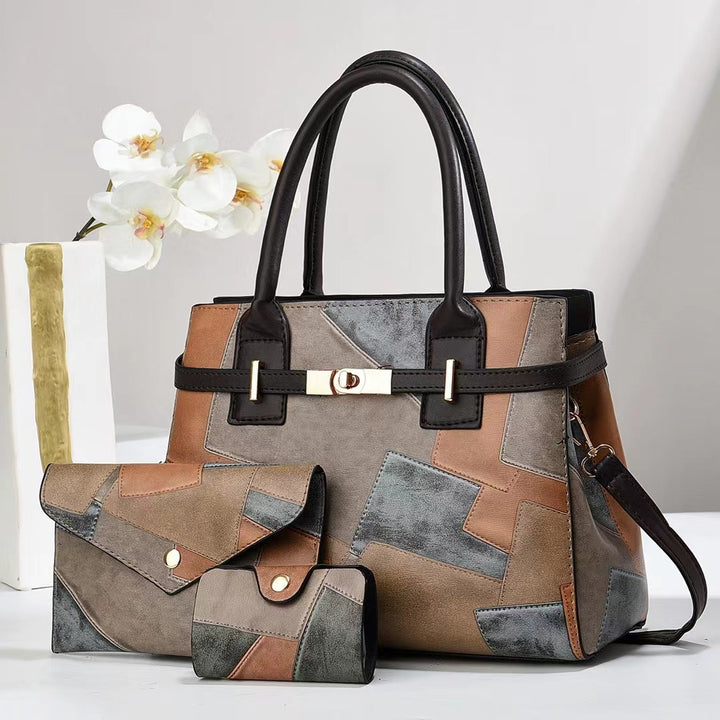 Damen elegante Handtasche mit geometrischem Design und abnehmbaren Fächern Nord Taschen