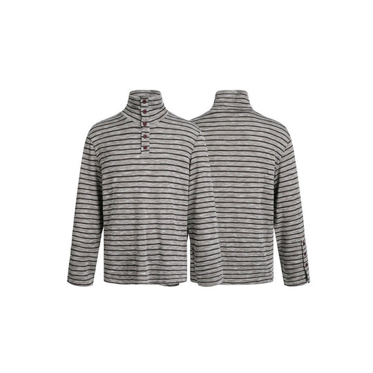 Herren Gestreifter Rollkragenpullover mit Knopfleiste und relaxed Fit Nord Taschen