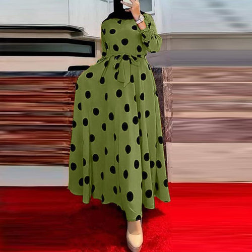Damen Maxikleid mit auffälligem Polka-Dot-Muster