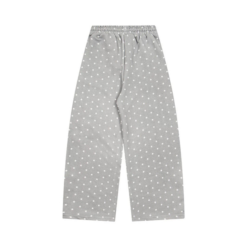 Damen Weite Lounge-Hose mit elastischem Bund, Sternenallover und Pfoten-Applikation Nord Taschen