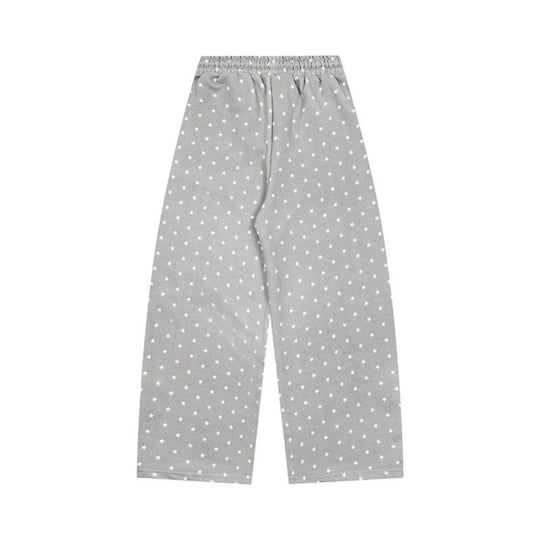 Damen Weite Lounge-Hose mit elastischem Bund, Sternenallover und Pfoten-Applikation Nord Taschen
