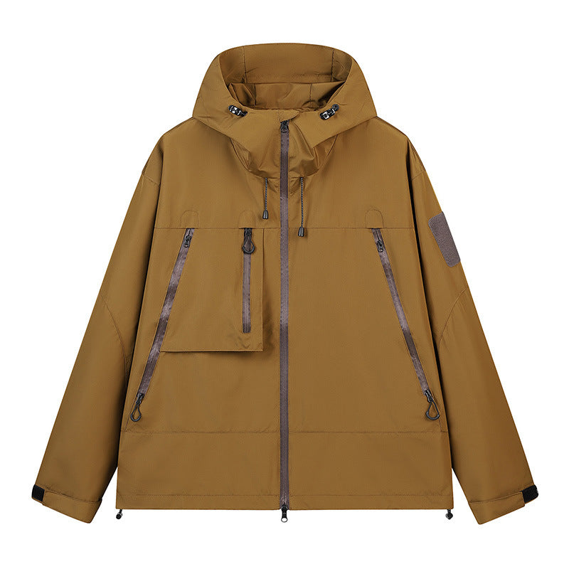 Herren Technische Kapuzen-Outdoorjacke mit wasserabweisenden Reißverschlüssen und Utility‑Taschen Nord Taschen