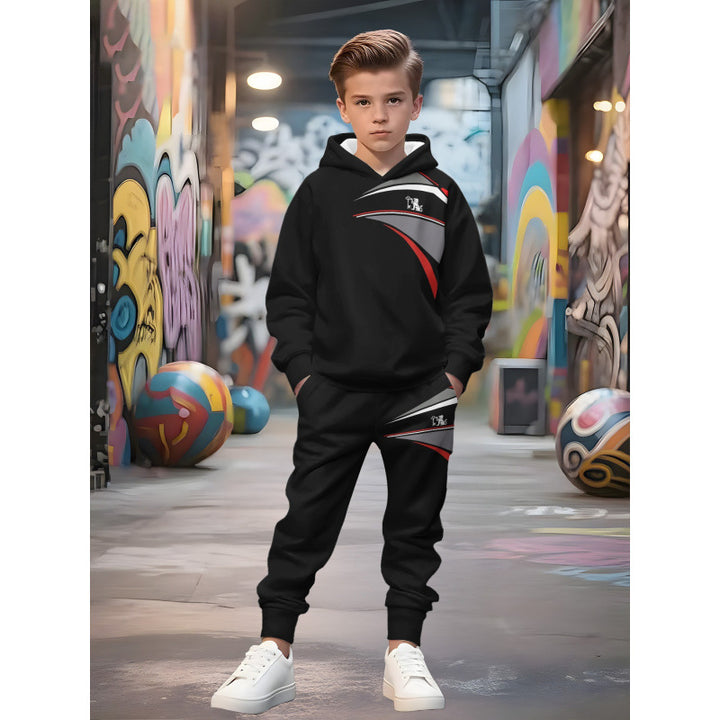 Unisex Kinder Jogginganzug mit Kapuzenpullover und detailreichem Auto-Print Nord Taschen