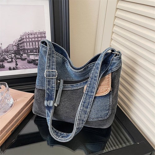 Damen Umhängetasche aus strapazierfähigem Denim mit praktischen Fächern Nord Taschen