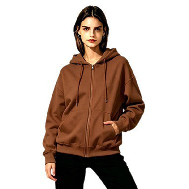 Damen Weicher Kapuzenpullover mit durchgehendem Reißverschluss Nord Taschen