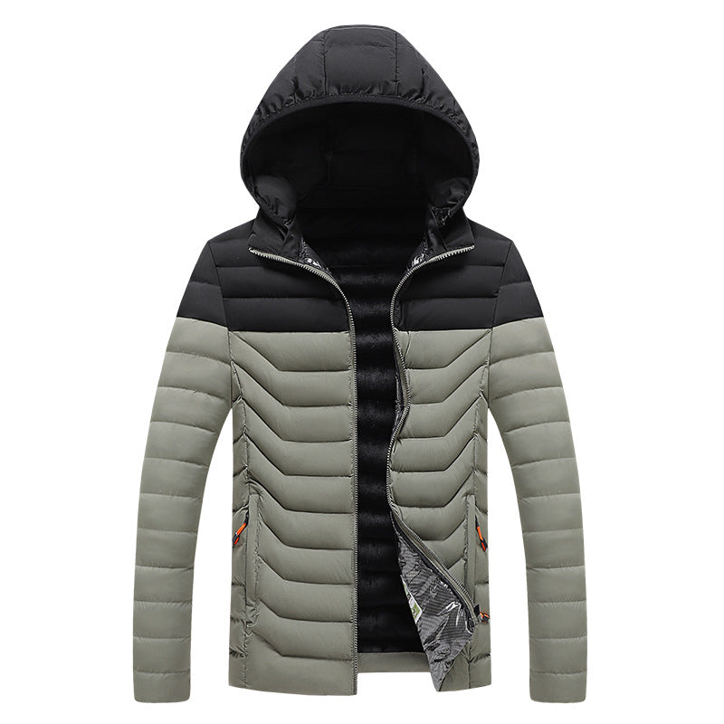 Herren Ultraleichte gesteppte Kapuzenjacke mit Chevron-Steppung, winddichter Außenlage und Thermofutter Nord Taschen