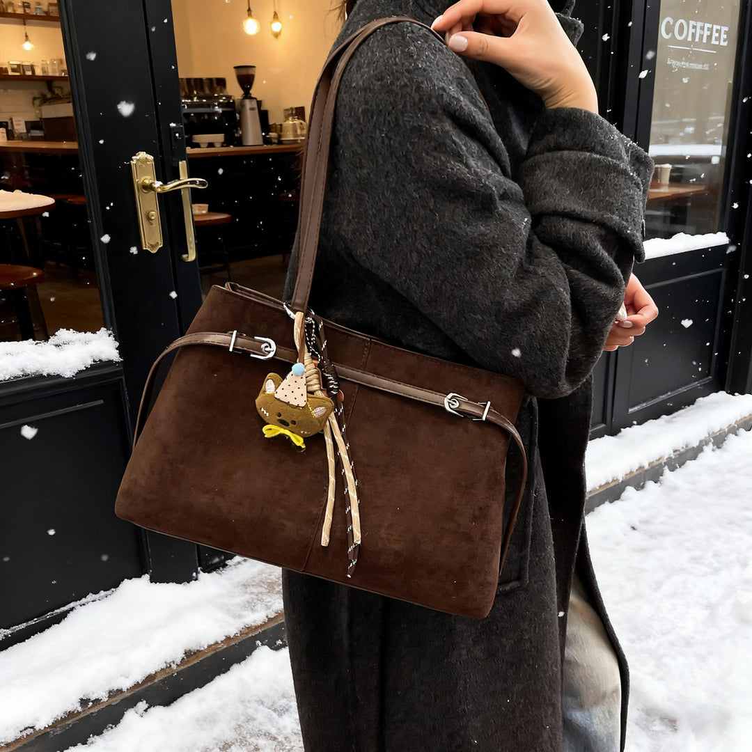 Damen elegante Handtasche mit luxuriösem Wildleder-Look Nord Taschen