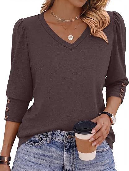 Damen Leopardenmuster V‑Neck Bluse mit 3/4-Ärmeln und geraffter Vorderpartie Nord Taschen