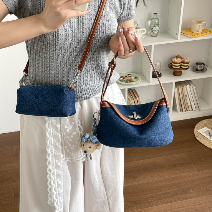 Damen Denim Umhängetasche mit abnehmbarem Schulterriemen Nord Taschen