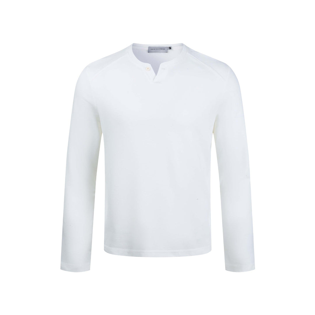 Herren Feines Longsleeve-Henley mit kurzem Knopfverschluss und Raglanärmeln Nord Taschen