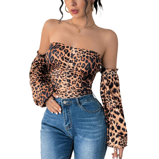 Damen Schulterfreies Bustier-Top mit abnehmbaren Puffärmeln und Raffung Nord Taschen