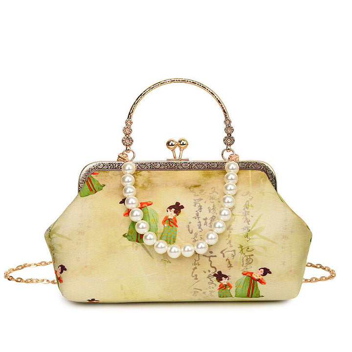 Damen elegante Handtasche mit aufwendigem Zierperlenverschluss Nord Taschen