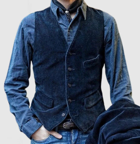 Herren Weste im klassischen Kord-Design mit eleganten Taschen und hochwertiger Verarbeitung