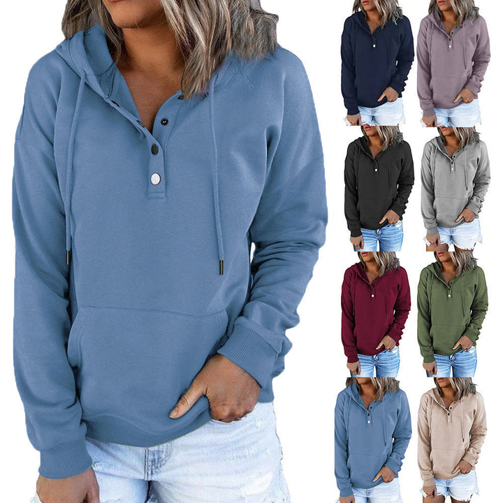 Damen Kapuzenpullover mit Knopfdetails und weichem Fleece-Material