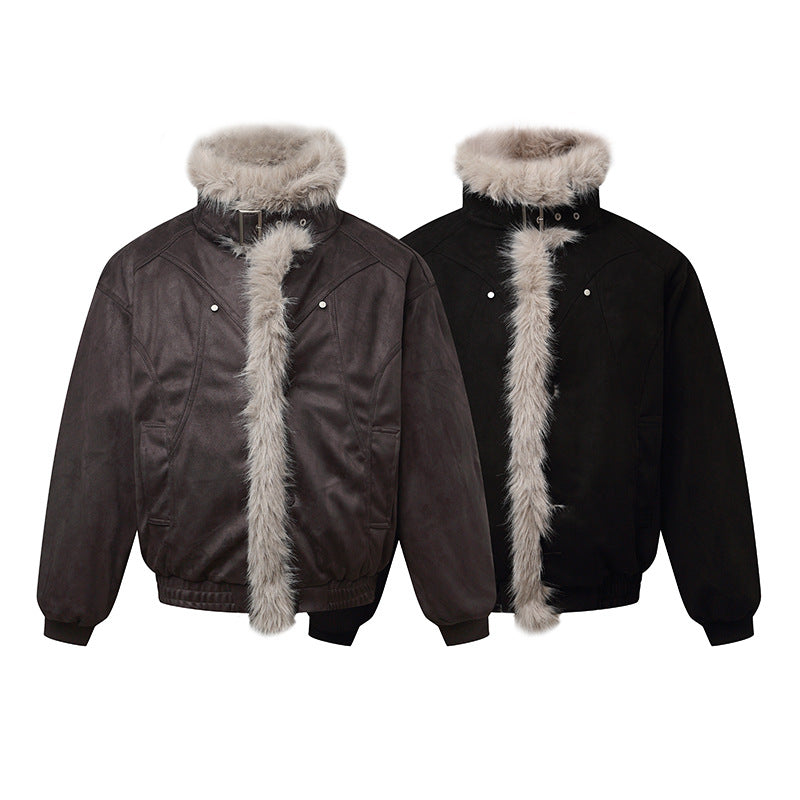 Herren Bomberjacke im Aviator‑Look mit Kunstfellbesatz und Schnallenkragen Nord Taschen
