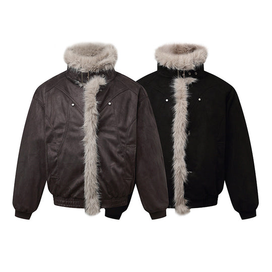 Herren Bomberjacke im Aviator‑Look mit Kunstfellbesatz und Schnallenkragen Nord Taschen