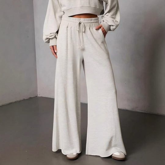 Damen weite High-Waist Loungehose mit Kordelzug und Seitentaschen Nord Taschen