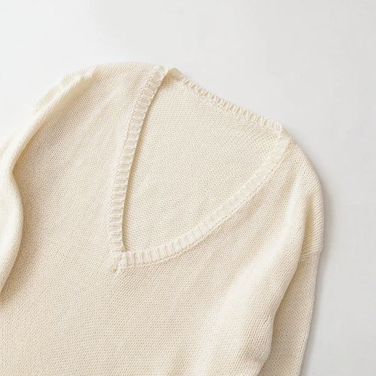 Damen Oversize V-Ausschnitt Grobstrickpullover Nord Taschen