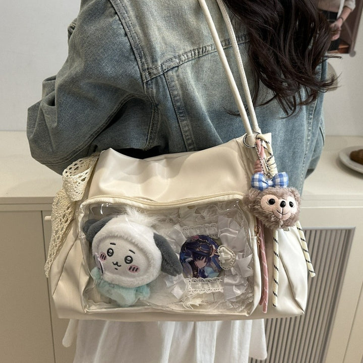 Damen modische Handtasche mit transparentem Fach Nord Taschen