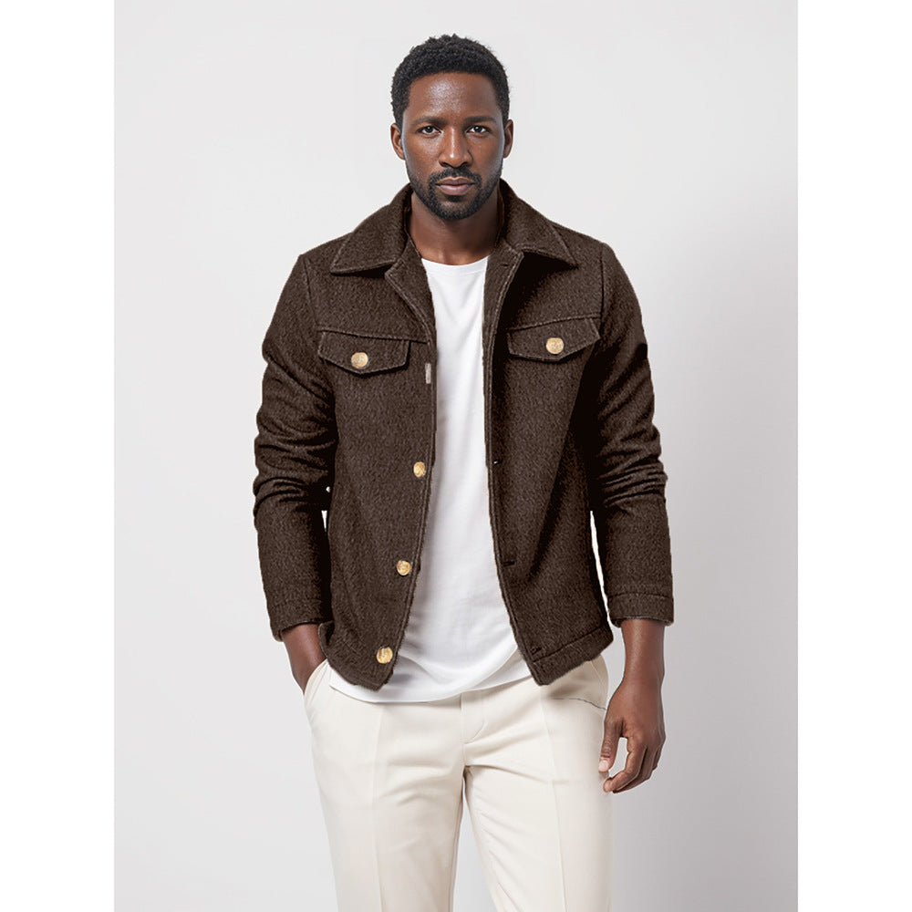 Herren Trendige Baumwolljacke mit goldfarbenen Knöpfen und aufgesetzten Taschen