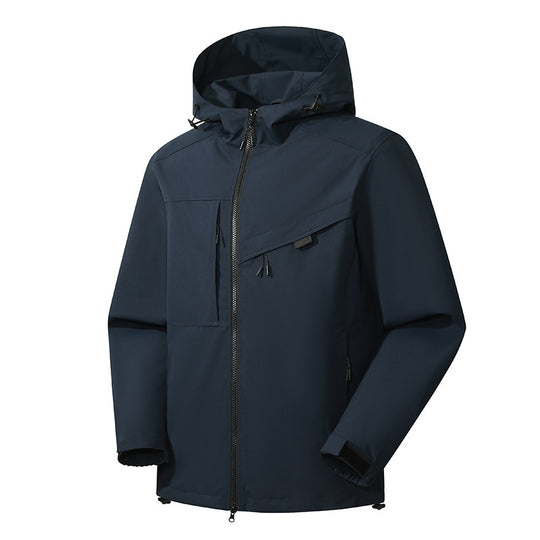 Herren Softshell Outdoorjacke mit wasserdichter Membran und verstellbarer Kapuze Nord Taschen
