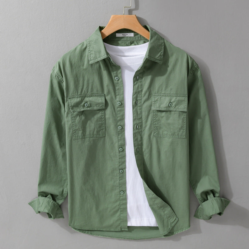 Herren Pflegeleichtes Baumwoll-Utility-Overshirt mit Doppel‑Brusttaschen und entspanntem Saum Nord Taschen