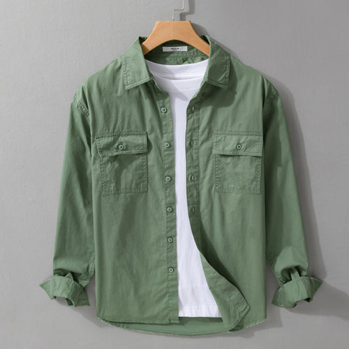Herren Pflegeleichtes Baumwoll-Utility-Overshirt mit Doppel‑Brusttaschen und entspanntem Saum Nord Taschen