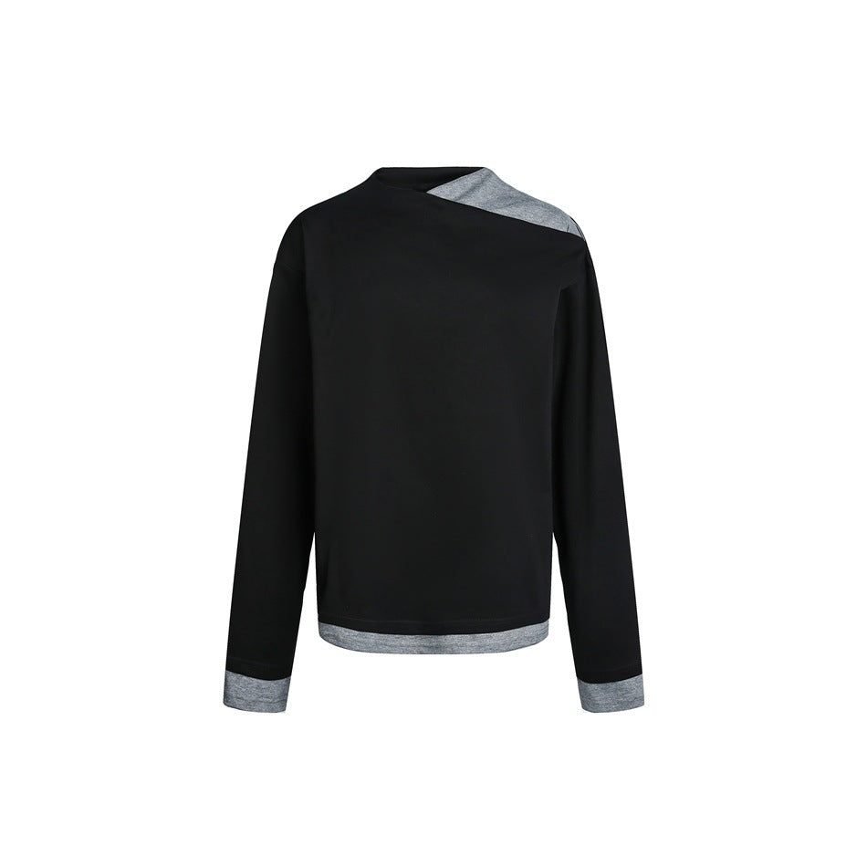 Damen Langarmshirt mit asymmetrischem Schulter-Cutout und kontrastierenden Bündchen Nord Taschen