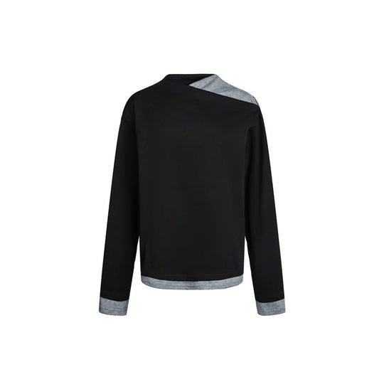 Damen Langarmshirt mit asymmetrischem Schulter-Cutout und kontrastierenden Bündchen Nord Taschen