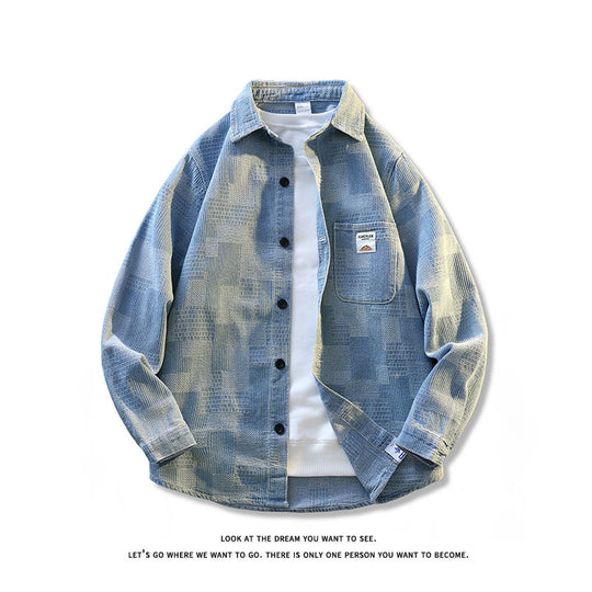 Herren Strukturierte Overshirt‑Hemdjacke aus Cord mit aufgesetzter Brusttasche Nord Taschen