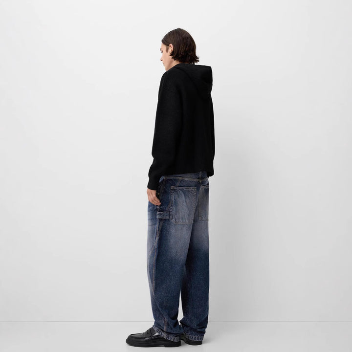 Herren lockere Carpenter-Jeans mit weitem Bein, tiefem Schritt und stonewashed Used-Optik Nord Taschen