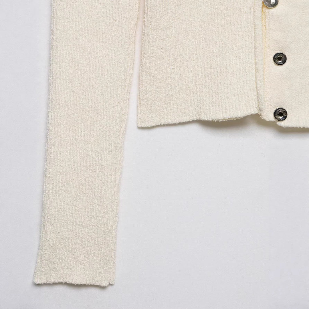 Damen Asymmetrische Strickjacke mit diagonalem Knopfverschluss Nord Taschen