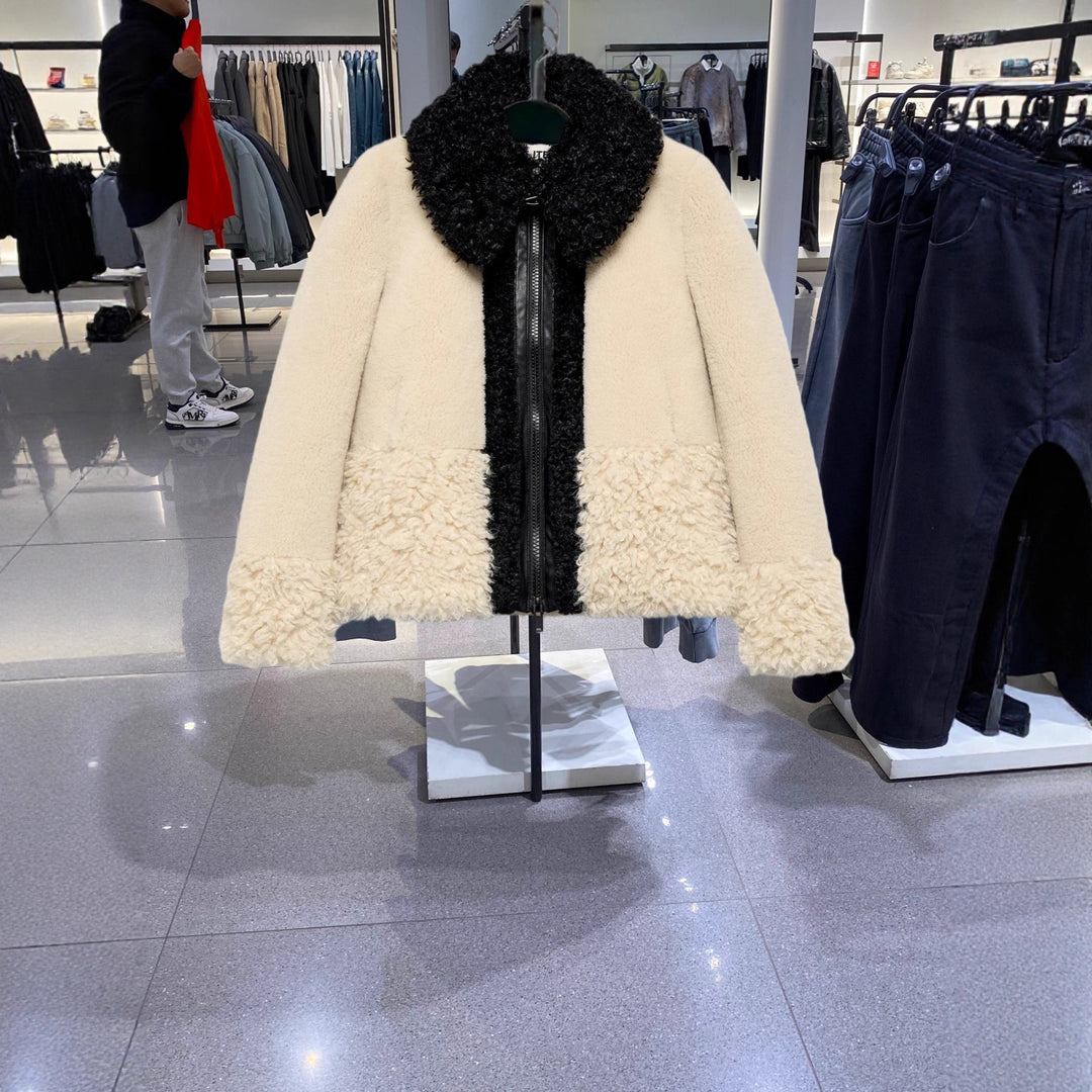Damen Teddy-Fleece-Blousonjacke mit kontrastierendem Kunstfellkragen Nord Taschen