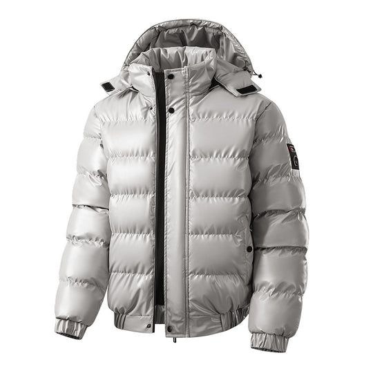 Herren Glänzende wattierte Pufferjacke mit Kapuze, wasserabweisender Hülle & Stehkragen Nord Taschen