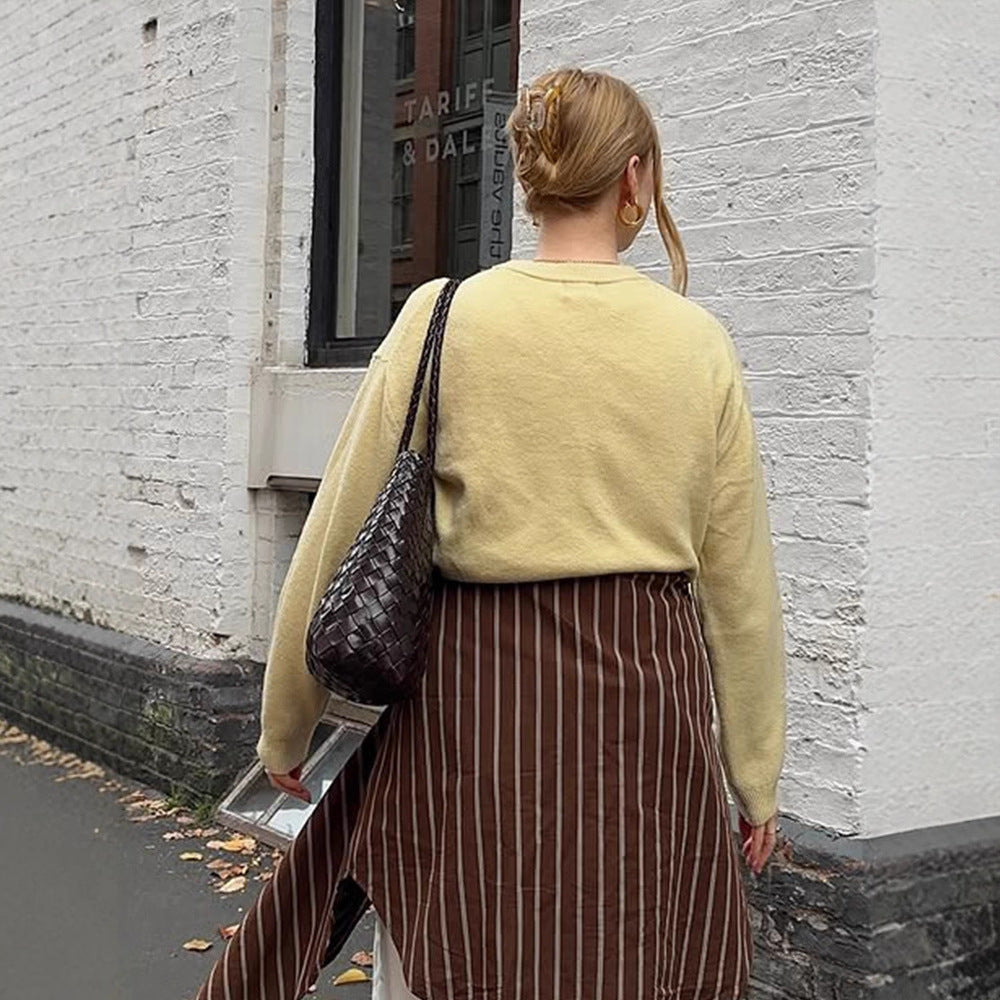Damen Boxy Feinstrickpullover mit Raglanärmeln und geripptem Bündchen Nord Taschen