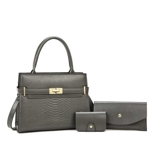 Damen elegante Handtasche mit strukturiertem Schlangenmuster und abnehmbarem Geldbörsen-Set Nord Taschen