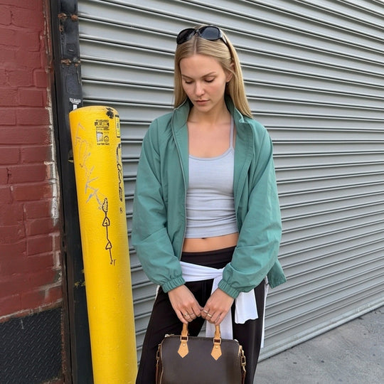 Damen Sportlich-urbaner Windbreaker mit kurzem Cropped-Schnitt, hohem Stehkragen und elastischen Bündchen Nord Taschen