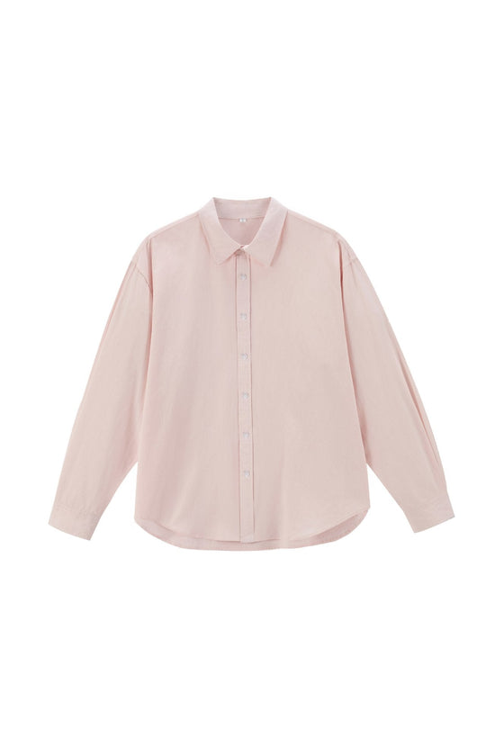 Damen Oversize Baumwollbluse mit Kentkragen und abgerundetem Saum Nord Taschen