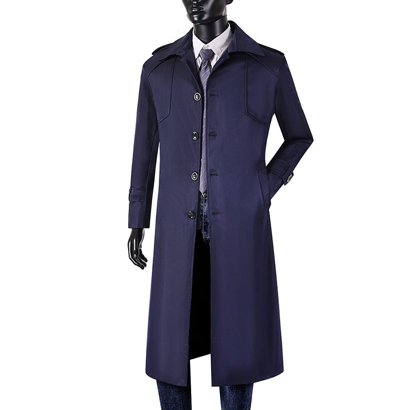 Herren Lang geschnittener Trenchcoat mit klassischem Revers und wasserabweisendem Finish Nord Taschen