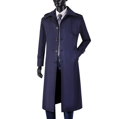 Herren Lang geschnittener Trenchcoat mit klassischem Revers und wasserabweisendem Finish Nord Taschen