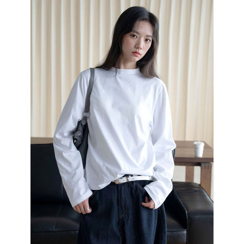 Damen Oversize-Langarmshirt mit Rundhals und Baumwoll-Jersey Nord Taschen